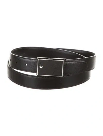 Pre-owned Montblanc Saffiano Leather Belt Kit In Black