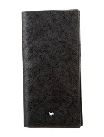 Pre-owned Montblanc Saffiano Leather Bifold Wallet In Black