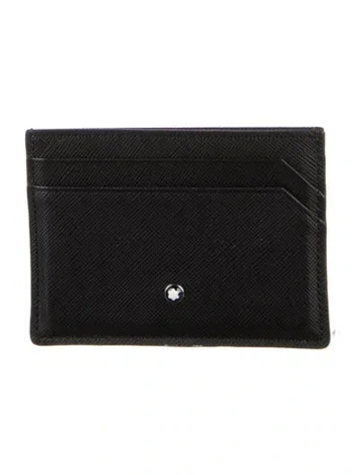 Pre-owned Montblanc Saffiano Leather Card Holder In Black
