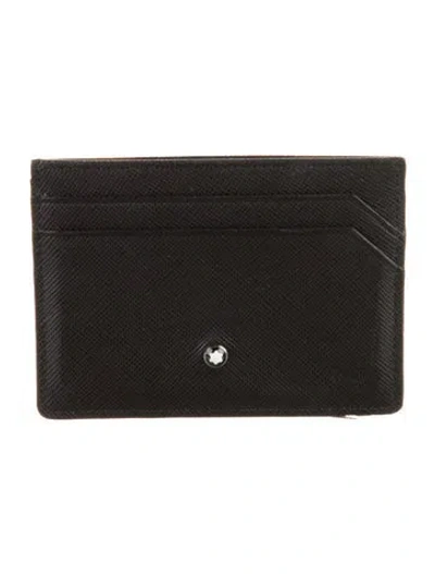 Pre-owned Montblanc Saffiano Leather Card Holder In Black