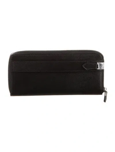 Pre-owned Montblanc Saffiano Leather Continental Wallet In Black