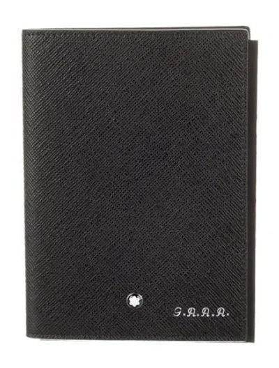 Pre-owned Montblanc Saffiano Leather Passport Cover In Black