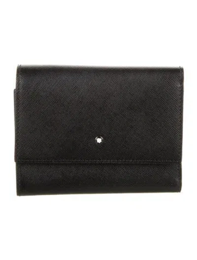 Pre-owned Montblanc Saffiano Leather Wallet In Black