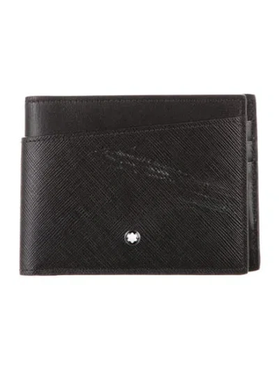 Pre-owned Montblanc Saffiano Leather Wallet In Black