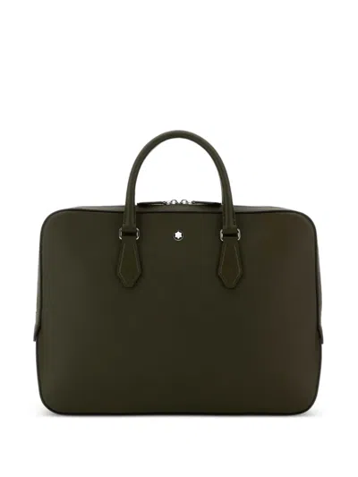 Montblanc Olive Green Leather Sartorial Briefcase