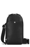 Montblanc Leather Crossbody Bag With Adjustable Strap And Metal Hardware In Black