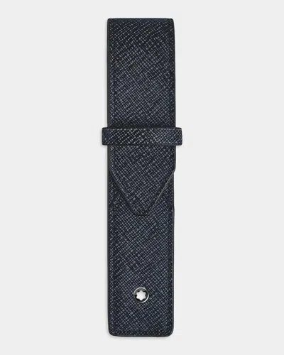 Montblanc Sartorial Leather 2-pen Pouch In Blue
