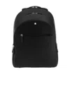 Montblanc Leather Backpack Adjustable Straps Top Handle In Black
