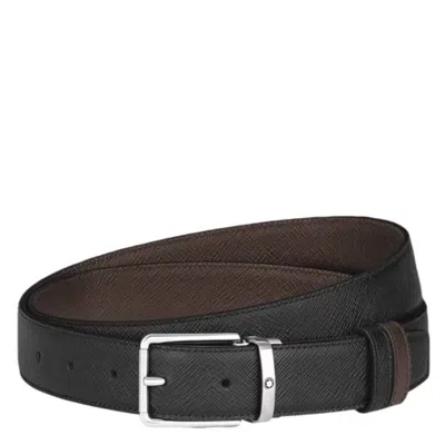 Montblanc Sartorial Leather Everyday 30mm Reversible Belt In Black