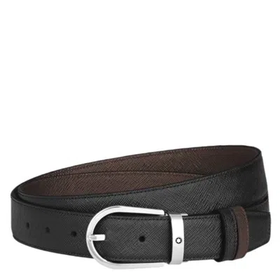 Montblanc Sartorial Leather Horseshoe Buckle Reversible Belt In Black
