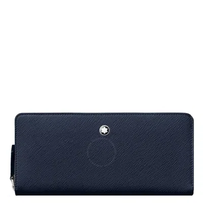 Montblanc Sartorial Leather Phone Pouch In Ink Blue
