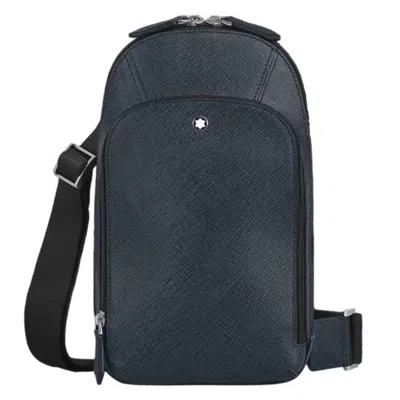 Montblanc Sartorial Leather Sling Bag In Blue