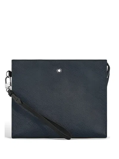 Montblanc Sartorial Leather Square-shape Clutch Bag In Blue