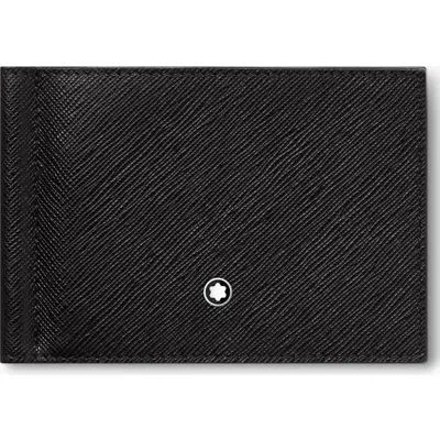 Montblanc Sartorial Leather Wallet 6cc With Money Clip In Black
