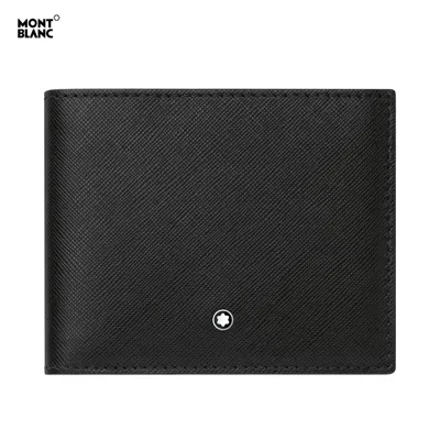 Pre-owned Montblanc Sartorial Natural Cowhide Leather Mens Bifold Wallet Purse Card Holder In Black