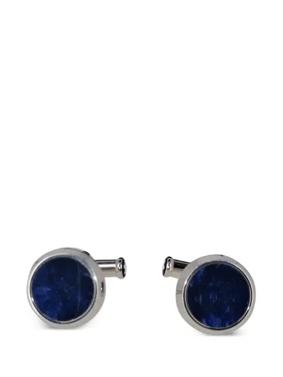 Pre-owned Montblanc Sartorial Sodalite-inlay Cufflinks In Silver