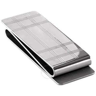 Montblanc Sartorial Stainless Steel Check Pattern Essential Money Clip In Silver Tone