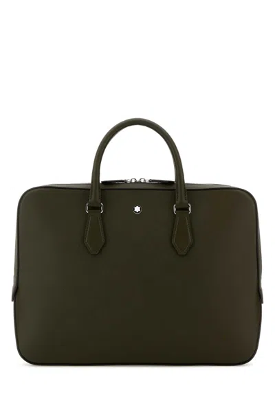 Montblanc Leather Sartorial Briefcase Top Handles Design In Green