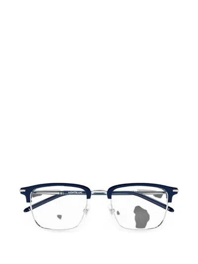 Montblanc Shield Browline-frame Glasses In Blue