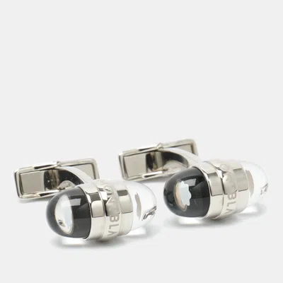 Pre-owned Montblanc Silver Tone And Transparent Lacquer Starwalker Toggle Cufflinks