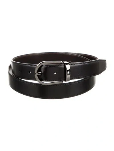 Pre-owned Montblanc Skinny Leather Belt In Black