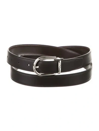 Pre-owned Montblanc Skinny Leather Belt In Black