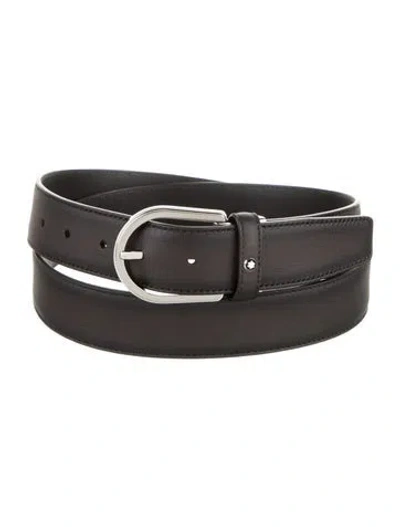 Pre-owned Montblanc Skinny Leather Belt In Black
