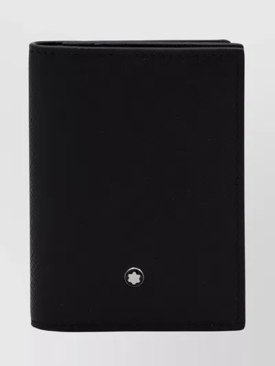 Montblanc Slim Textured Compact Wallets In Black