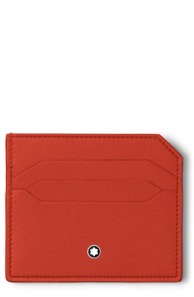 Montblanc Soft Leather Card Case In Coral Color