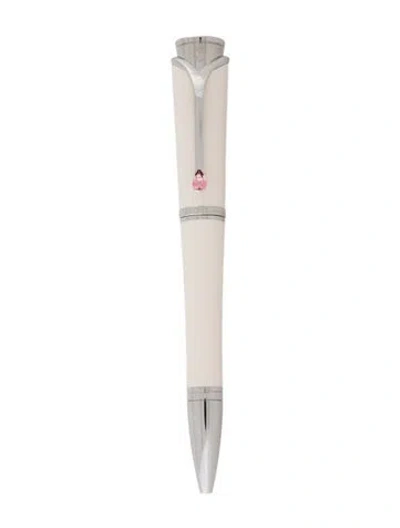Pre-owned Montblanc Special Edition Princess Grace De Monaco Ballpoint Pen In White