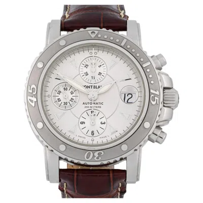 Pre-owned Montblanc Sport Chronograph Steel Case And Leather Bracelet In Multi