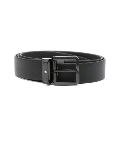 MONTBLANC SQUARE-BUCKLE LEATHER BELT
