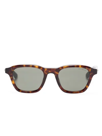 Montblanc Sonnenbrille Mit Eckigem Gestell In Braun