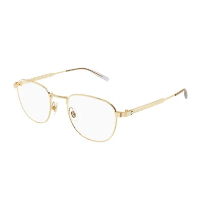 Montblanc Square Metal Full Rim Eyeglasses In Gold