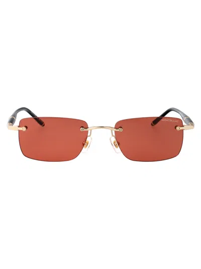 Montblanc Squared Sunglasses Mb0344 S 007 In Gold