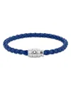 Montblanc Blue Braided Leather Bracelet In Black