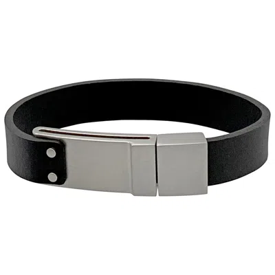 Montblanc Stainless Steel Leather Bracelets In Black