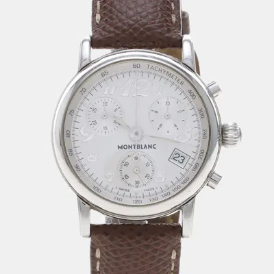 Pre-owned Montblanc Star Chronograph 7038 Automatic White Stainless Steel Men's Wristwatch 39mm