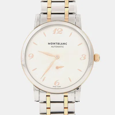 Pre-owned Montblanc Star Classic 107916 Automatic 18k Rose Gold Stainless Steel Men's Wristwatch 39mm In White