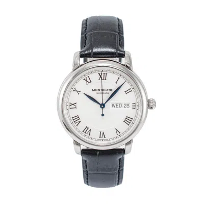 Pre-owned Montblanc Star Legacy 39mm 128686 White Dial Day Date Steel Automatic Watch