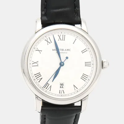 Pre-owned Montblanc Star Legacy Automatic Stainless Steel Men's Wristwatch 39 Mm In White