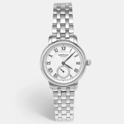 Pre-owned Montblanc Star Legacy Mb126294 Silver Dial Diamond Stainless Steel Women's Wristwatch 32 Mm