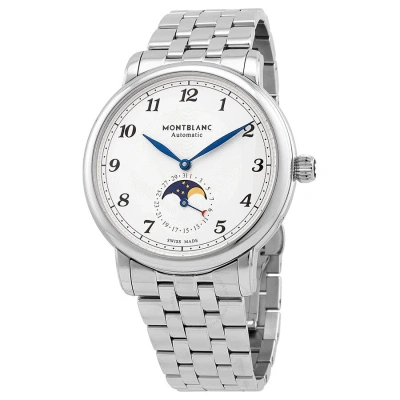 Montblanc Star Legacy Moonphase Automatic Silvery White Dial Men's Watch 117326 In Blue / Silver / White