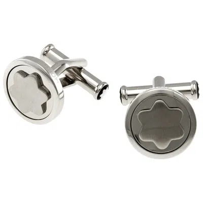 Montblanc Star Snowcap Stainless Steel Round Men's Cufflinks 116660 In Silver