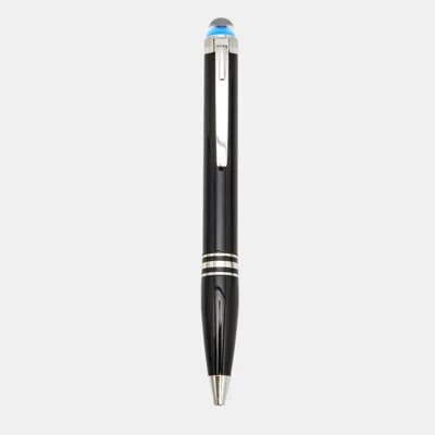 Pre-owned Montblanc Starwalker Midnight Black Resin Silver Tone Ballpoint Pen