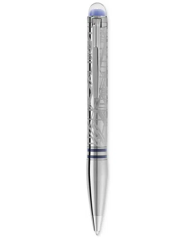 Montblanc Starwalker Space Blue Metal Ballpoint Pen In Silver