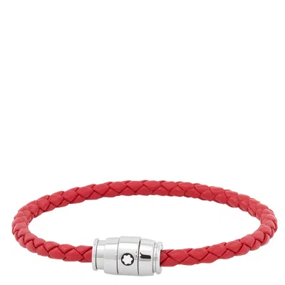 Montblanc Steel & Red Leather Bracelet