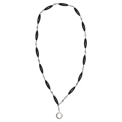 Pre-owned Montblanc Sterling Silver  Pearl & Bead Charm Necklace In Multiple
