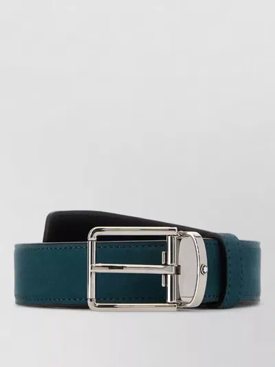 Montblanc Suede Reversible Belt Smooth Finish Design In Blue