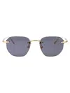 Montblanc Gold-gold-grey Metal Sunglasses In Blue